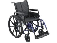 SILLA DE RUEDA DE ACERO BRAZOS, PIES Y RUEDAS DESMONTABLE (CAP. 250 Lbs.)