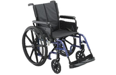 SILLA DE RUEDA DE ACERO BRAZOS, PIES Y RUEDAS DESMONTABLE (CAP. 250 Lbs.)